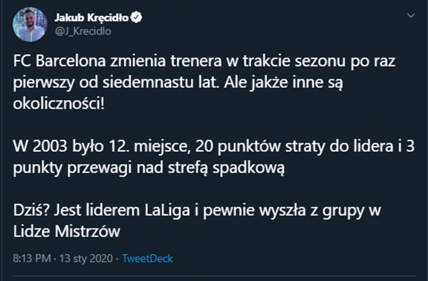 Wtedy OSTATNI RAZ Barça zwolniła trenera w trakcie sezonu!